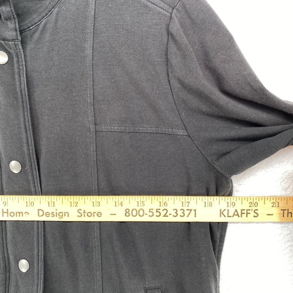 EILEEN FISHER Jacket S Organic Cotton Stretch Jersey Snap Full Zip Up Black USA - Picture 12 of 14
